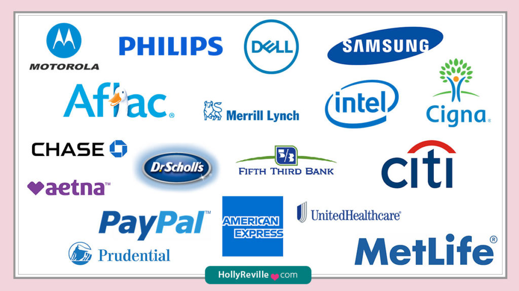 Popular brands that use cool colors in their logos and branding to promote calmness and security.