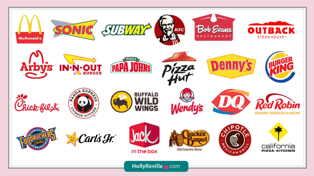 Popular restaurant chains that use red and yellow in their logos and branding.